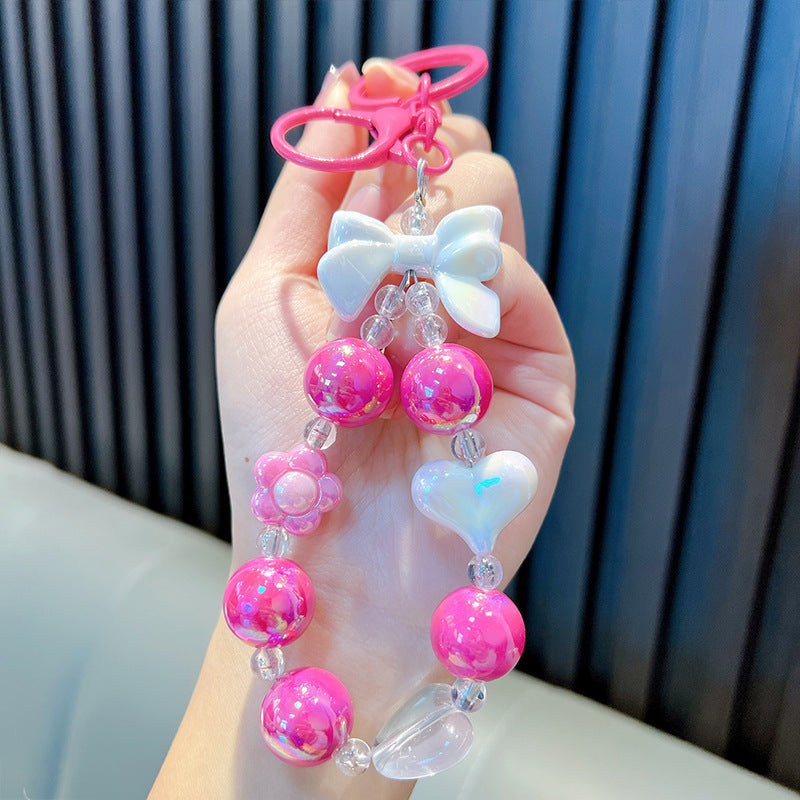 Wholesale Creative Acrylic Delicate and Cute Colorful Beaded Keychain